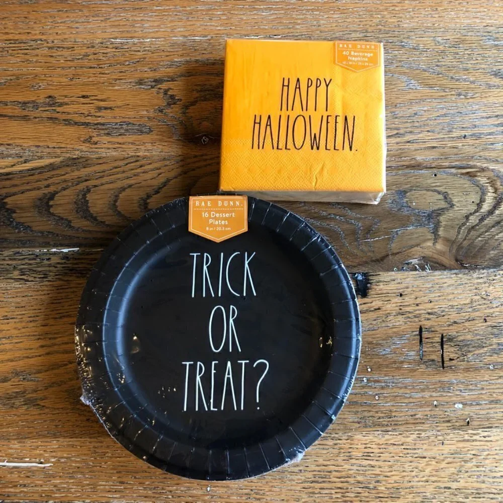 Rae Dunn Halloween Dessert Plates and Beverage Napkins